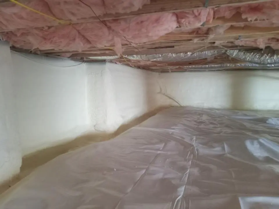 Crawl space encapsulation with closed-cell spray foam for Roof Waterproofing in Harrisburg